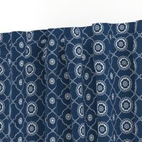 Cute minimal japandi style blue and creme traditional pattern
