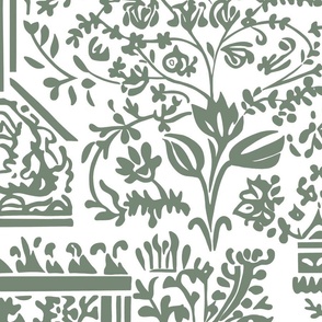 Decorative Damask Pattern (green/white) (large)