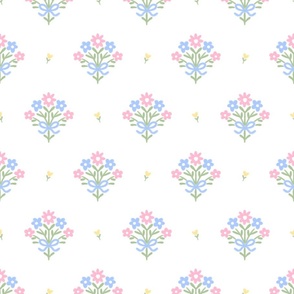 Block Print Floral Pattern Tile by Pretty Festive Design PF150f