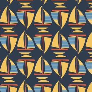 Sailboat pattern blue tile-02