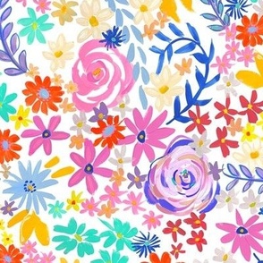 Spring Brights Painterly Floral (Medium Scale) 