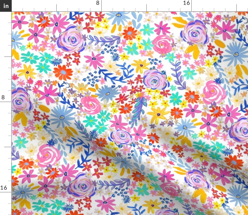 Spring Brights Painterly Floral (Medium Scale) 