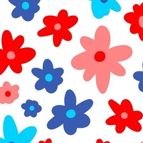 Red, blue, pink summer florals Fourth of July 
