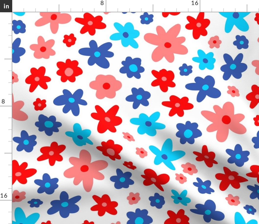 Red, blue, pink summer florals Fourth of July 