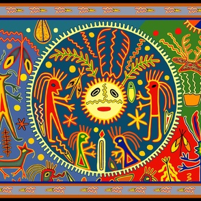 Southwest Shaman Tribal Del Sol Ritual - Design 16373241 - Large Scale - Red Blue Orange Green Yellow