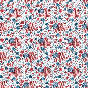 Patriotic Floral American Flag on White 6 inch