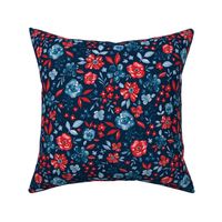 Freedom Floral on Blue 12 inch