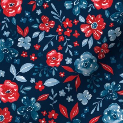 Freedom Floral on Blue 12 inch