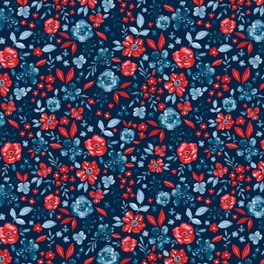 Freedom Floral on Blue 12 inch