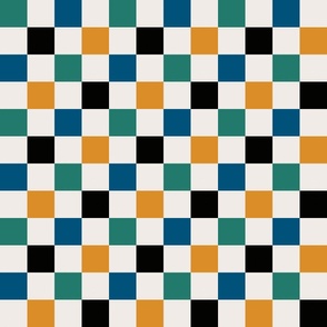 Vintage Checker Pattern Blue 6 inch 