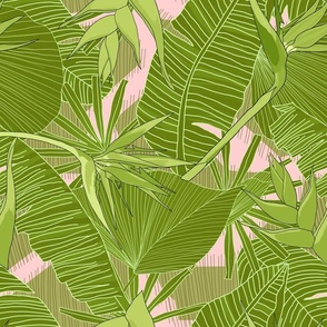 Sunny Paradise Bird Foliage Green