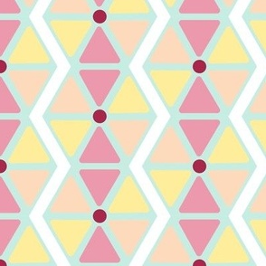 hexagon stripes medium graphic triangles hexagons teal pink yellow vertical zig zag
