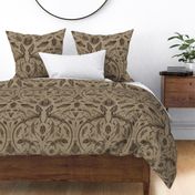 Prehistoric Fossil Illustrations Damask - Brown & Tan