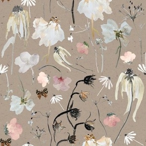 brown wildflowers / medium / watercolor