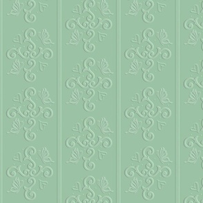 Embossed scrolls and stripes (sage)