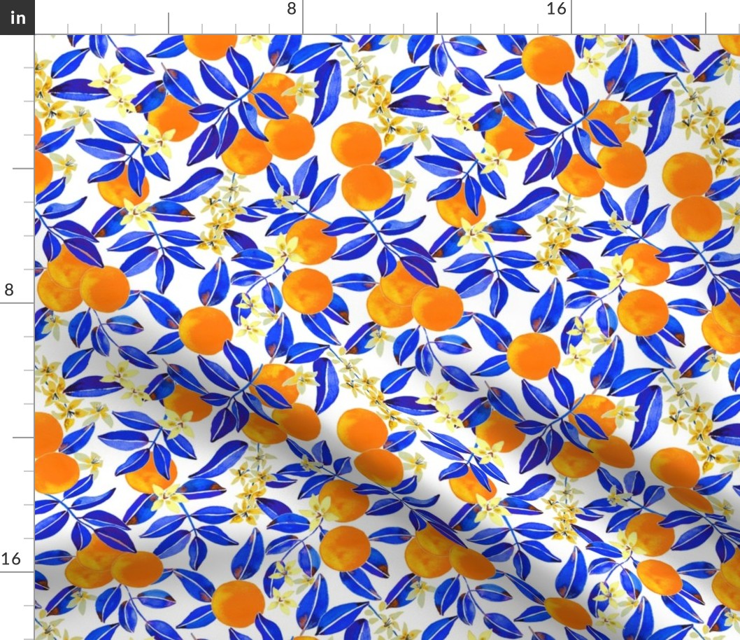 Summertime Aesthetic orange fruit watercolor pattern