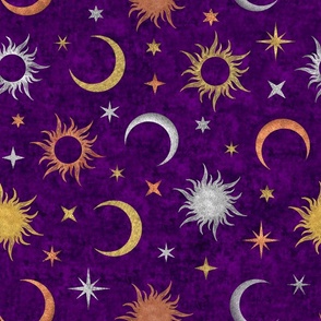 Celestial Velvet Cosmic Pattern  in Purple