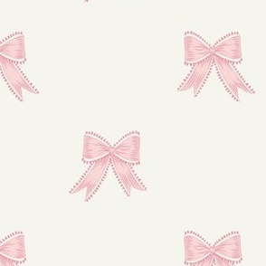Medium Pink Bow Ribbons on Benjamin Moore Alabaster White Background