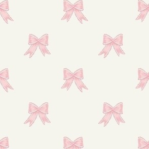 Small Pink Bow Ribbons on Benjamin Moore Alabaster White Background