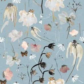 Small blue wildflowers / floral watercolor 