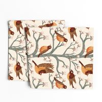 Robins in Magnolia Tree Forest Grandmillennial Chinoiserie ✤ Large