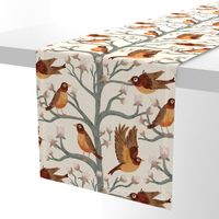 Robins in Magnolia Tree Forest Grandmillennial Chinoiserie ✤ Large