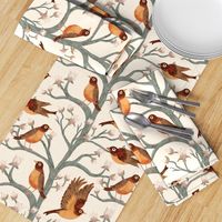Robins in Magnolia Tree Forest Grandmillennial Chinoiserie ✤ Large