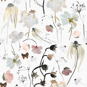 Large white wildflowers in watercolor / floral