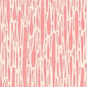 Linocut Carved Lines Coordinate Print - Coral Pink on Cream