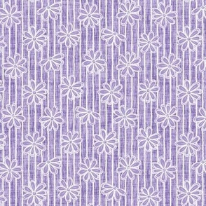 Scattered White Flowers and Sketchy Stripes on Rosy Lavender Texture 2