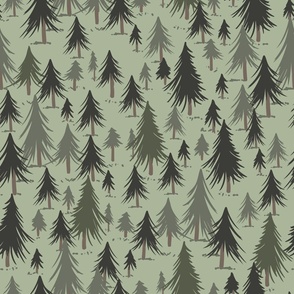 XL Evergreen Enchantment: A Forest Biome Inspired Pattern in Lush Greens. Large Scale