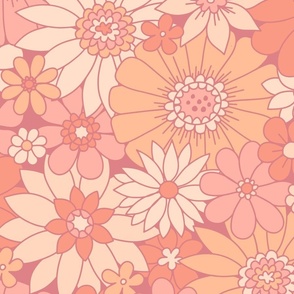 Retro Daisy Floral - Peach