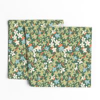 [M] Forest Floor Fauna Ditsy Wildflowers Sweet Meadow - green white #P240071