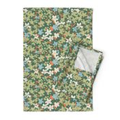 [M] Forest Floor Fauna Ditsy Wildflowers Sweet Meadow - green white #P240071
