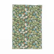 [M] Forest Floor Fauna Ditsy Wildflowers Sweet Meadow - green white #P240071