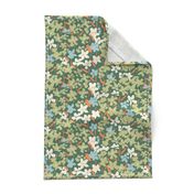 [M] Forest Floor Fauna Ditsy Wildflowers Sweet Meadow - green white #P240071