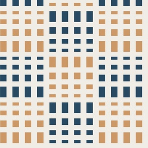 Art Nouveau Grid Caramel and Navy on cream 12 inch