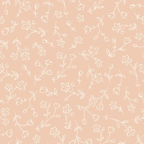 SMALL ⎸ Simple ditsy tossed fine liner floral hand drawn delicate flowers in baby pink