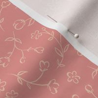SMALL ⎸ Simple ditsy tossed fine liner floral hand drawn delicate flowers in salmon pink