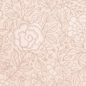 Large floral branches neutral clay pink large scale