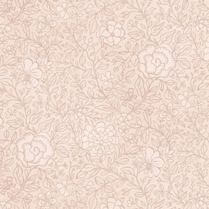 Large floral branches neutral clay pink medium scale