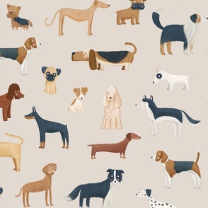 Dog breeds in beige jumbo scale