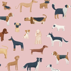 Dog breeds in pink jumbo scale