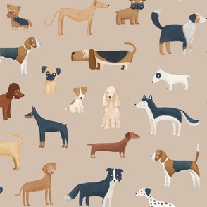 Dog breeds in toffee cream color jumbo scale