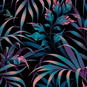 Tropical Garden - Purple Teal - LARGE