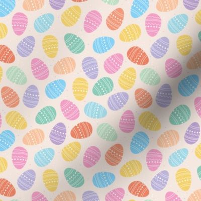 Little Easter eggs boho spring design bright multi color pink blue green yellow on blush cream SMALL