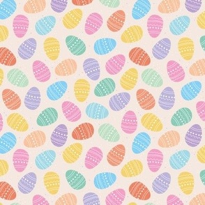 Little Easter eggs boho spring design bright multi color pink blue green yellow on blush cream SMALL