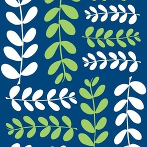 Olive Branches 2 (midnight sky blue, granny apple green & white)