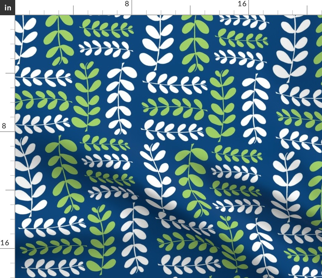 Olive Branches 2 (midnight sky blue, granny apple green & white)