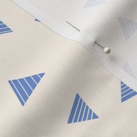 Blue Rectangle and stripes in cream background | Small Scale